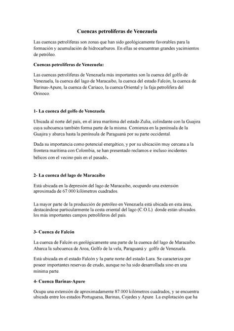 Cuencas Petrol Feras De Venezuela Cuencas Petrol Feras De Venezuela