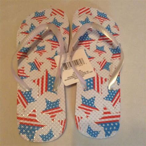 July 4th Flip Flops Shoes Size 5 6 Patriotic USA Flag Thongs Sandals