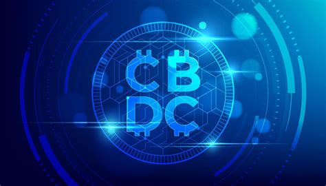 Cbdc Futuristic Digital Money On Blue Background Central Bank Digital Currency Banner Vector