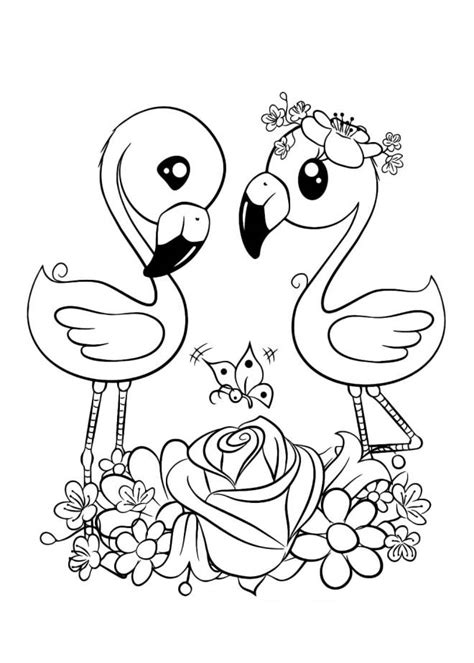 Coloriage Deux Petits Flamants Roses Pour Enfant Dessin Gratuit Imprimer