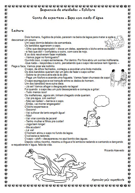 O Sapo Com Medo D'água - Aprender pela experiência: Folclore - Conto de esperteza - Sapo com ...