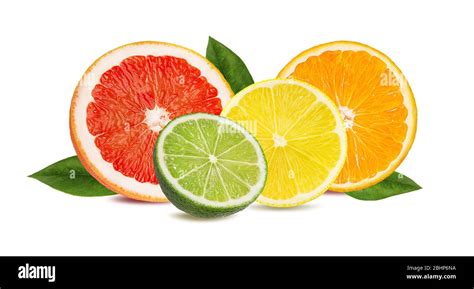 C Tricos Conjunto De Frutas Naranja Pomelo Lima Lim N Aislado Sobre