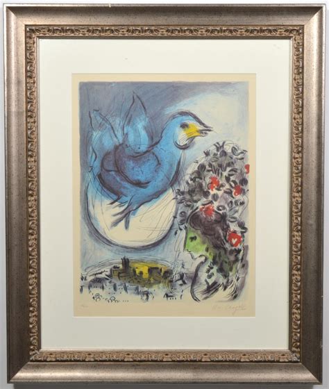 Lot Marc Chagall L Oiseau Bleu Lithograph On Paper