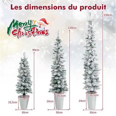 Bebeboutik COSTWAY Lot de 3 Sapins de Noël Artificiels 90 120 150 CM