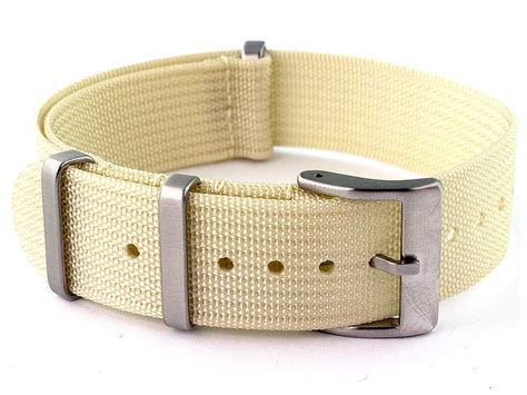 Ribbed Nylon Nato Watch Strap Band Beige Mm Rd Ab