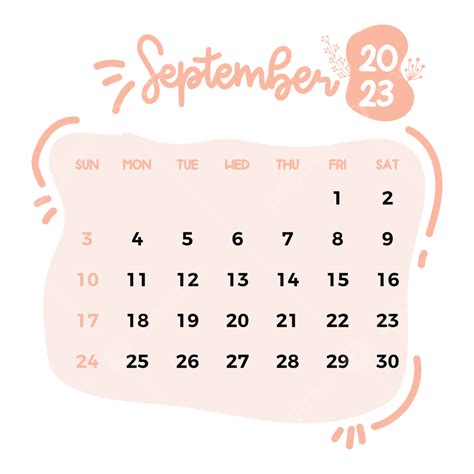 September 2023 Calendar Vector Illustration, September 2023, September ...