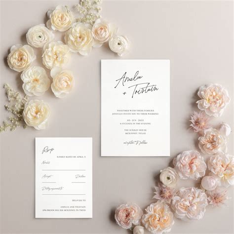 Simple Wedding Invitations Modern Wedding Invites Minimal Etsy Simple