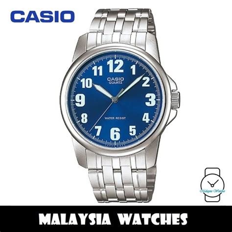 100 Original Casio Enticer MTP 1216A 2B Blue Dial Silver Tone