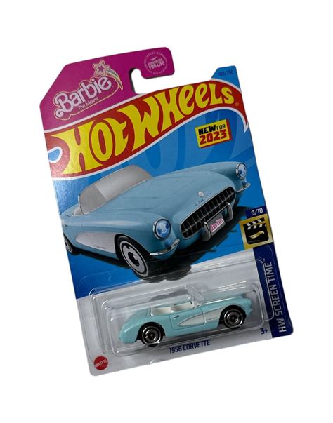 Hot Wheels COMBO 183 250 Barbie The Movie 1956 Corvette HW Screen Time 9 10 Blue Hot Wheels