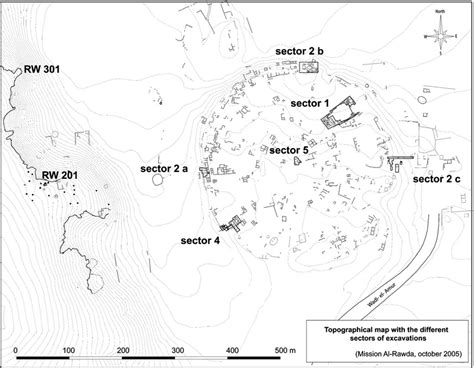 Topographical Map Of The Site Of Al Rawda With Outlines Of Visible