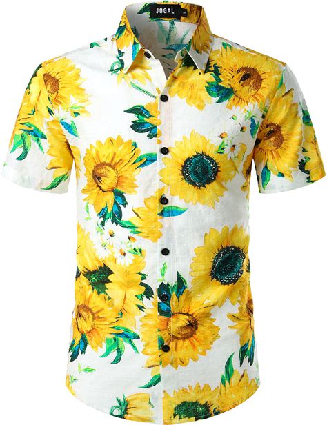 Jogal Mens Flower Casual Button Down Short Sleeve Hawaiian Shirt