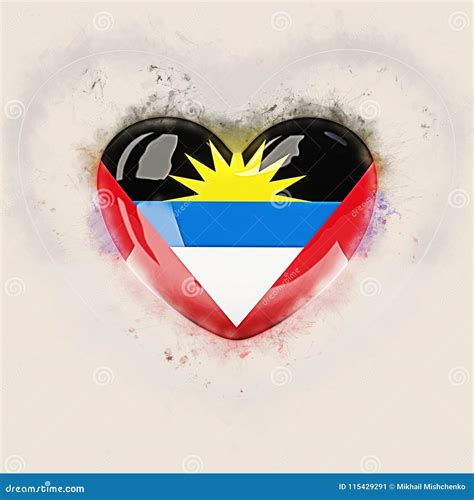 Heart with Flag of Antigua and Barbuda Stock Illustration