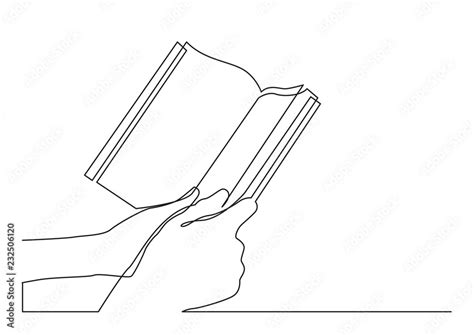 Continuous Line Drawing Of Two Hands Holding Book Stock Vector Adobe