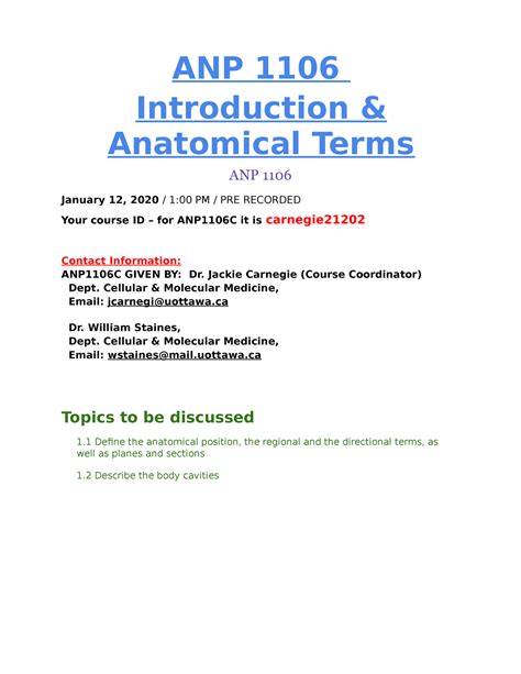 Anp 1106 Notes Lectures 1 8 Carnegie Anp 1106 Introduction