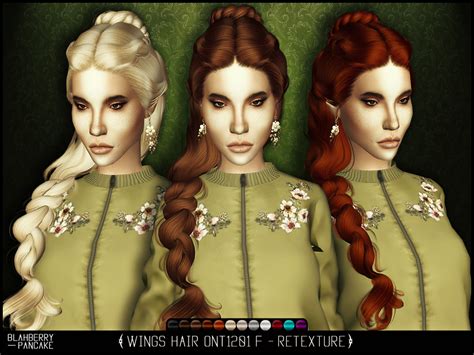 Blahberry Pancake Ts4 Wings Hair Ont1201 F Retexture Sims Hair