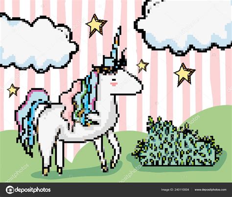 Pixel Art Cute Unicorn Vector Illustration Graphic Design Stock Vector ...