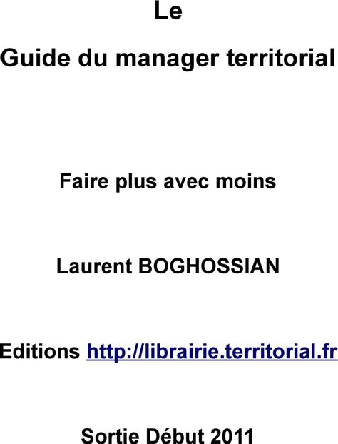 Le Guide Du Manager Territorial Pdf T L Chargement Gratuit