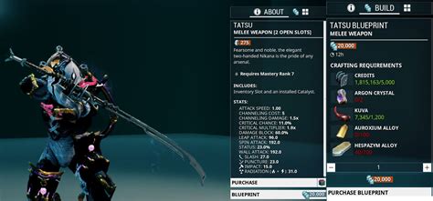 Tatsu Stats and Build Requirements : r/Warframe