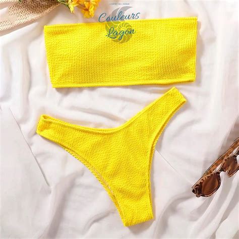 Bikini 2 pièces Brésilien Bandeau Tangua COULEURS PRAIRIE COULEURS LAGON