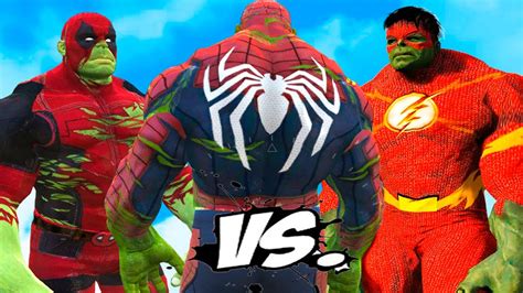 Hulk Transforms Into The Hulk Spiderman Flash Hulk Vs Deadpool Hulk