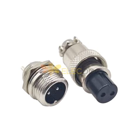 Gx12 Aviation Connector Male And Female One Pair 2pin Straightpanel Mount Solder Type Ip65