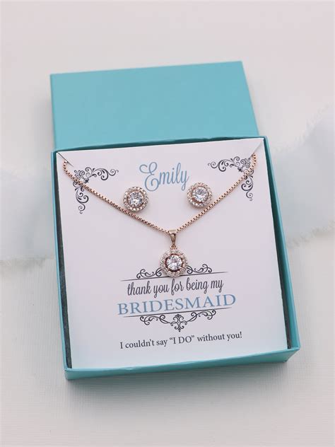 Bridesmaid Jewelry Rose Gold Bridesmaid Jewelry Set Etsy