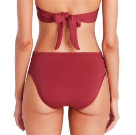 Nwt Robin Piccone Ava S Twist Pink Solid Full Bikini Swim Bottom