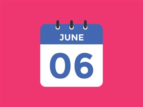 June 6 Calendar Reminder 6th June Daily Calendar Icon Template