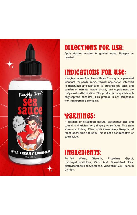 Naughty Jane S Sex Sauce Extra Creamy Lubricant 8 Oz NJ AH397 8OZ