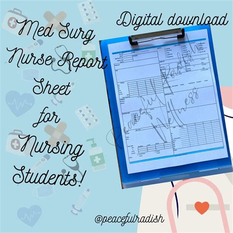 Med Surg Nurse Report Sheet Nursing Student Patient Report Etsy