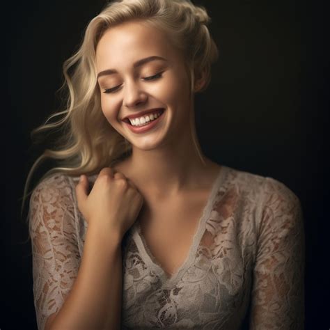 Premium Photo Photographic Portrait Of A Smiling Blonde Woman Oung Blonde Woman Female Model