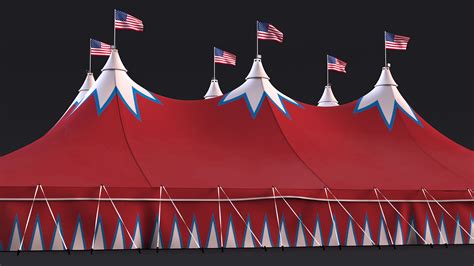 Circus Tent Dark Red 3d Model 49 3ds Blend C4d Fbx Max Ma Lxo