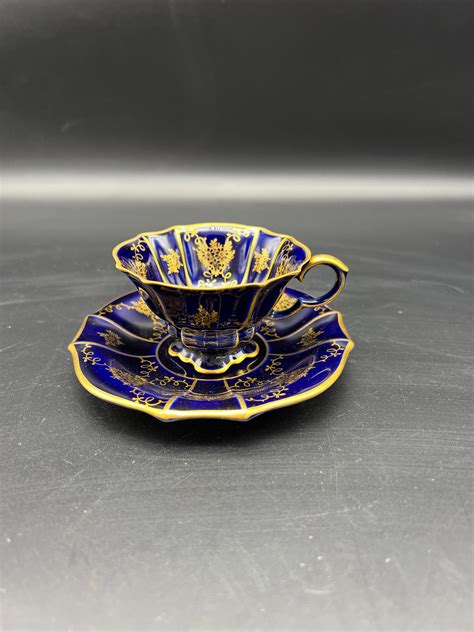 Linder Kueps Bavaria Echt Cobalt Demitasse Cup And Saucer Etsy