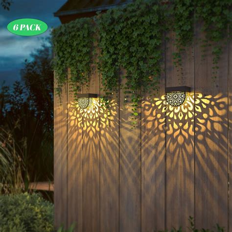 Fence Lights 6 Pack Solar Lights Outdoor Garden and Decor Solar Lights ...