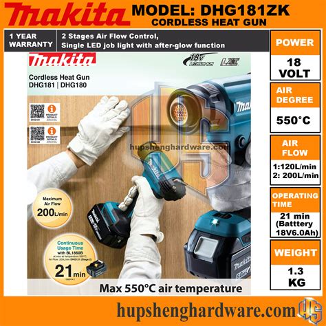 Makita DHG ZK Cordless Hot Air Gun V C L Min