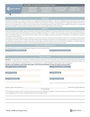 Fillable Online TRANSFER OF AFFILIATION REQUEST FORM Fax Email Print