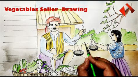 Vegetable Seller Drawing Easy Youtube