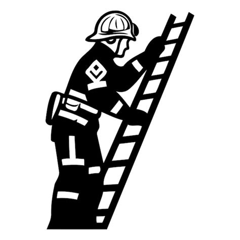 Premium Vector | Firefighter on ladder vector illustration of fireman ...