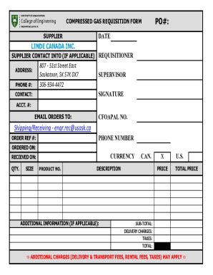 Fillable Online Engineering Usask Compressed Gas Requisition Form Po