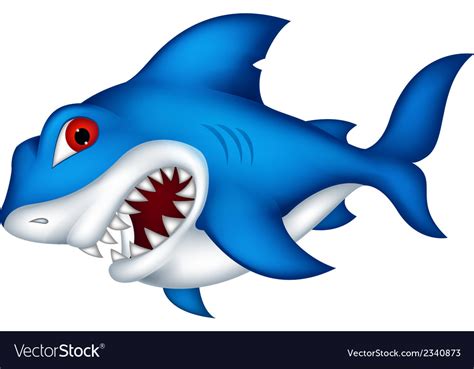 Angry shark cartoon Royalty Free Vector Image - VectorStock