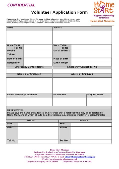 Free Printable Volunteer Application Templates Word Pdf Non Profit Form