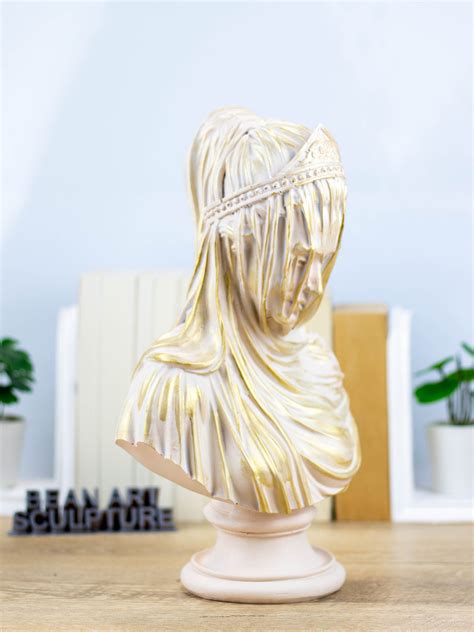 Gold White Sculpture Virgin Mary Bustlarge Veiled Lady Etsy