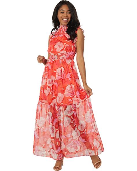 Vince Camuto Floral Chiffon Maxi Dress With Smocking Detail 6pm