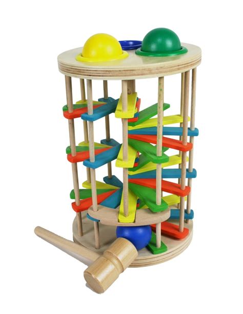 Torre Con Bolas De Colores Para Golpear Con Martillo Juego Motricidad