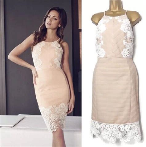 Michelle Keegan Love Lipsy London Lace Nude Peach White Wedding Dress