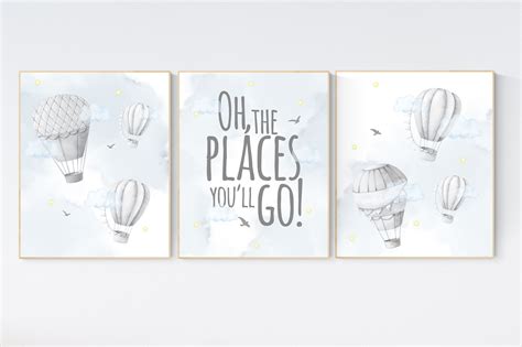 Hot Air Balloon Nursery Print Gender Neutral Baby Room Decor