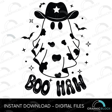 Boo Haw Halloween Ghost Svg Cowboy Ghost Png Western Halloween Vector