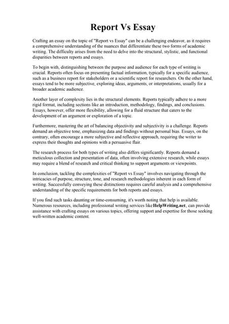 Report Vs Essay Paper Vs Article Difference Between Research Article