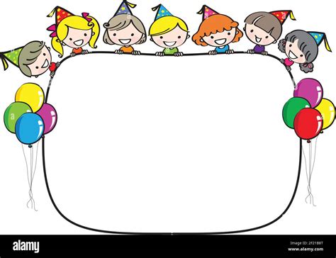 vector cartoon party hat kids border frame card background Stock Vector Image & Art - Alamy