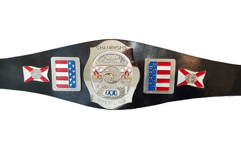 Nwa Florida Tag Team Wrestling Championship Belt Black Leather Strap